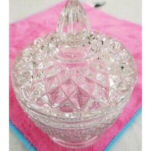Vintage Anchor Hocking Wexford covered lid candy dish or sugar bowl